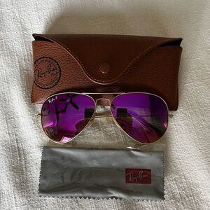 Ray-Ban Gold and Purple Aviator Sunglasses